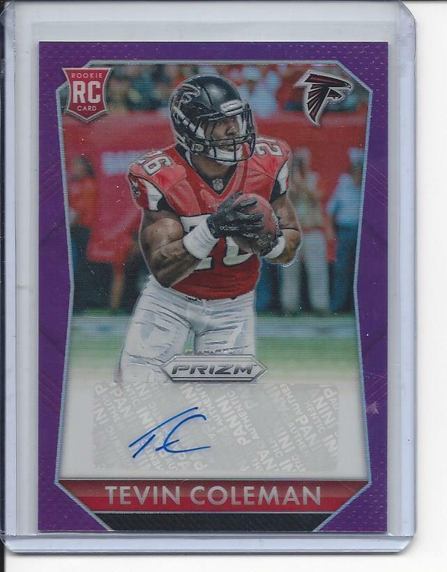 TEVIN COLEMAN 2015 PANINI PRIZM PURPLE SP PRIZMS ROOKIE AUTO RC