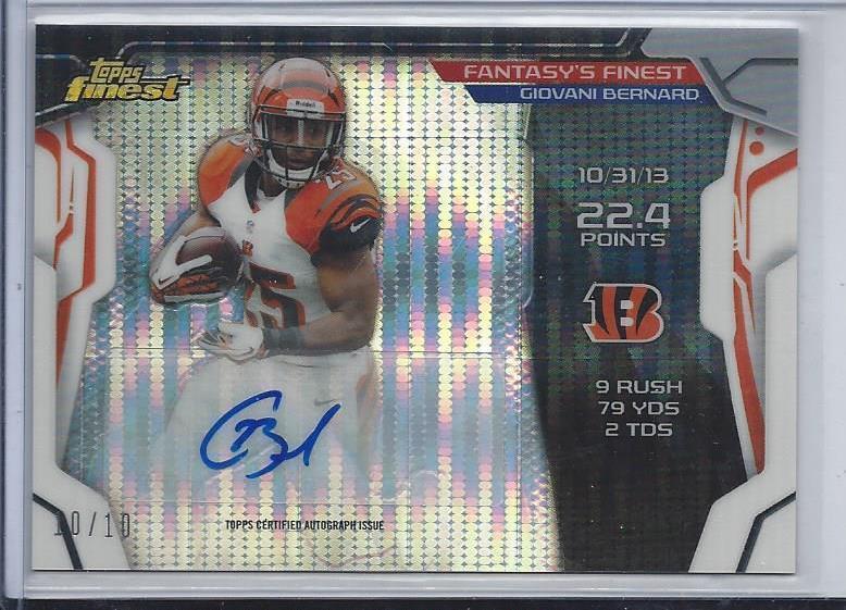 GIOVANI BERNARD 2014 FINEST FANTASY'S FINEST PULSAR REFRACTOR AUTO #D 10/10