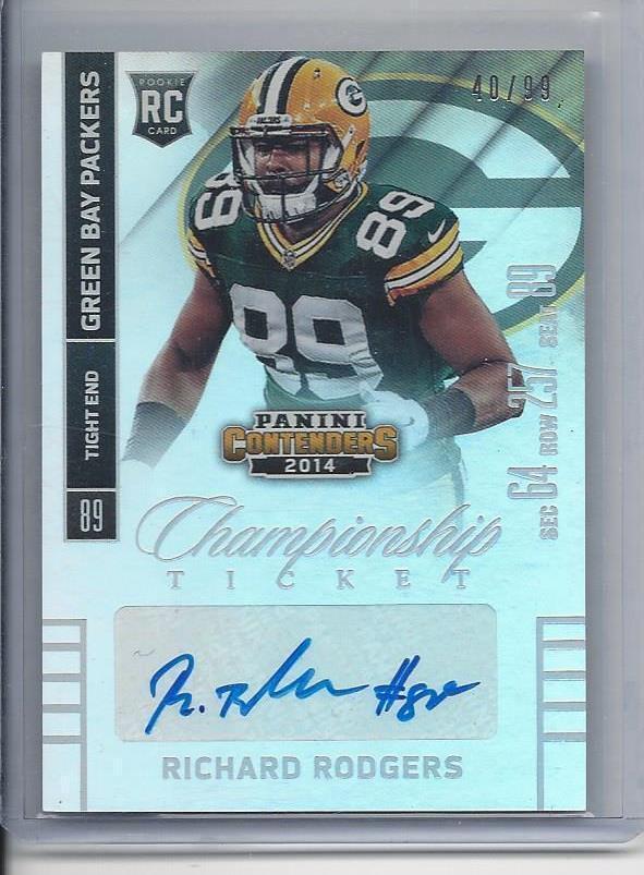 RICHARD RODGERS 2014 CONTENDERS CHAMPIONSHIP TICKET PACKERS AUTO RC #D 12/99