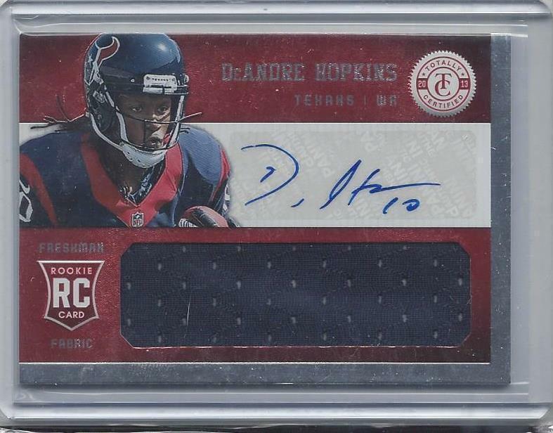 DEANDRE HOPKINS 2013 TOTALLY CERTIFIED RED JUMBO JERSEY AUTO RC #D /299