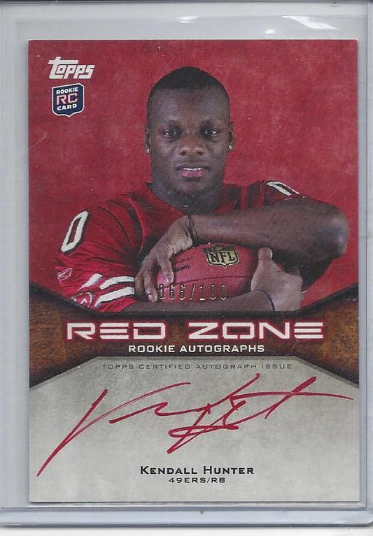 KENDALL HUNTER 2011 TOPPS RED ZONE ROOKIE ON CARD RED INK 49ERS AUTO RC #D /100