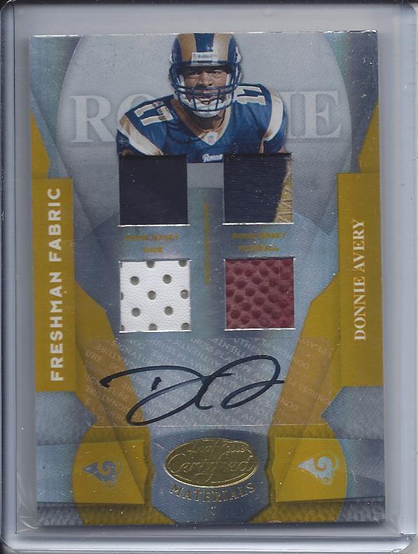 DONNIE AVERY 2008 LEAF CERTIFIED MIRROR GOLD FF QUAD PATCH AUTO RC #D 14/25