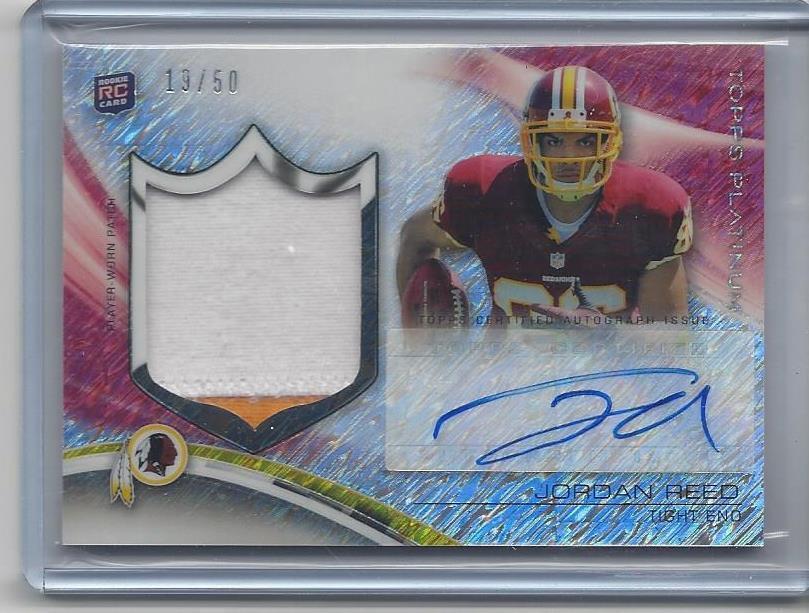 JORDAN REED 2013 TOPPS PLATINUM RPA PRISM FROST REFRACTOR PATCH AUTO RC #D 19/50