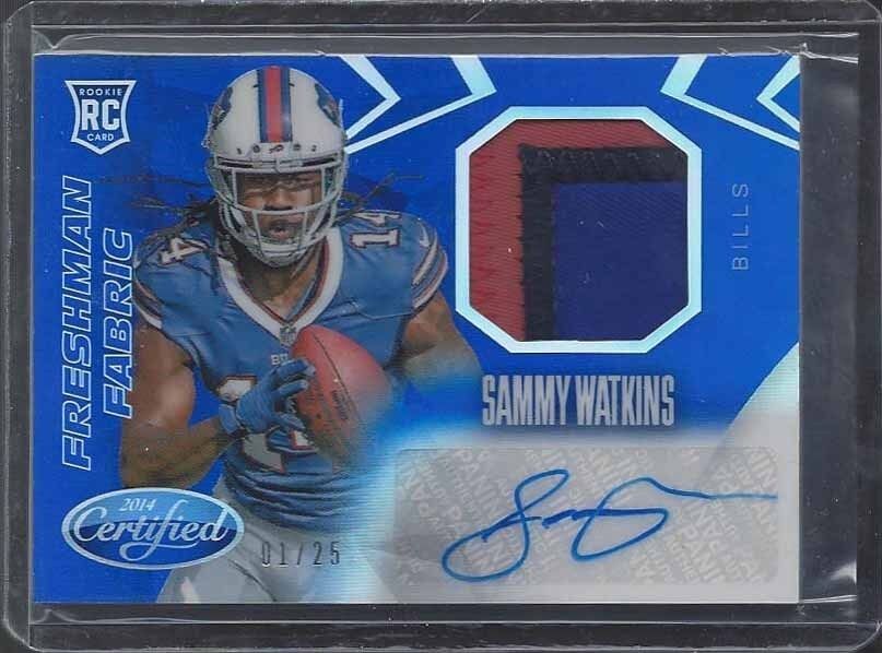 SAMMY WATKINS 2014 CERTIFIED FRESHMAN FABRIC BLUE RPA 3 CL PATCH AUTO RC #D 1/25