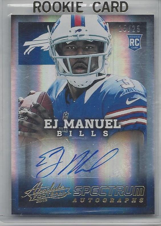 E.J. MANUEL 2013 ABSOLUTE SPECTRUM GOLD BILLS ROOKIE AUTO RC #D 15/25