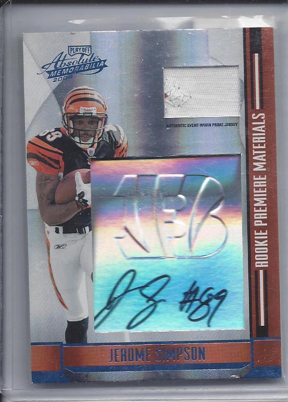 JEROME SIMPSON 2009 ABSOLUTE RPM 2 COLOR PATCH AUTO RC #D 15/15