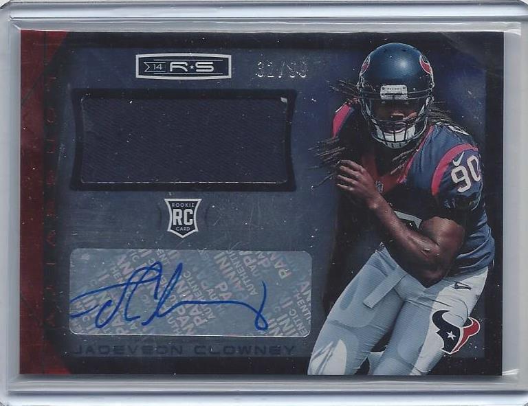 JADEVEON CLOWNEY 2014 ROOKIES & STARS LONGEVITY TEXANS JERSEY AUTO RC #D 32/99