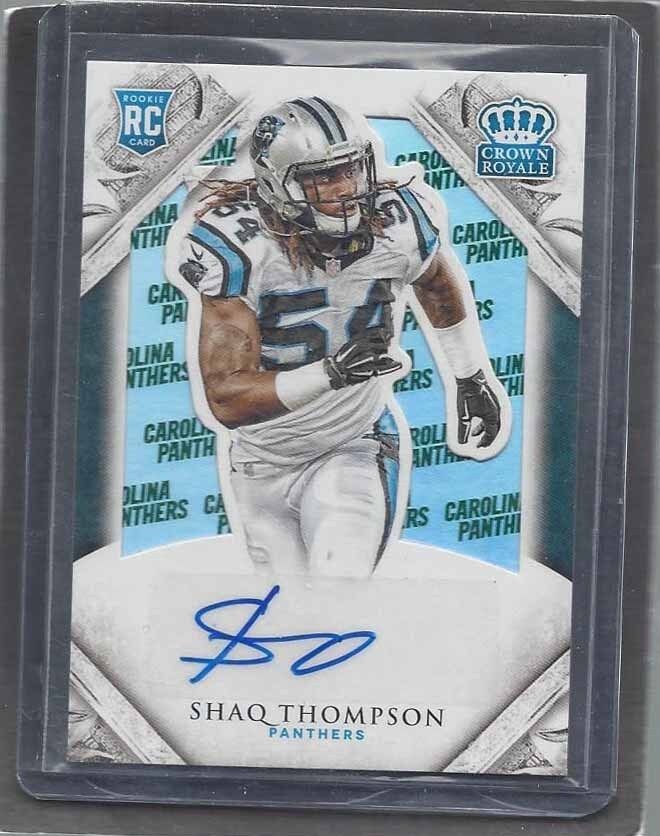SHAQ THOMPSON 2015 CROWN ROYALE GREEN TEAM NAME SILHOUETTE AUTO RC #D 17/25