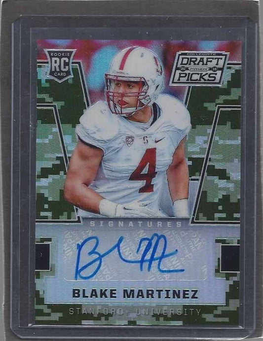 BLAKE MARTINEZ 2015 PANINI PRIZM DRAFT CAMO PRIZMS AUTO RC #D 136/199