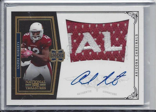 ANDRE ROBERTS 2010 NATIONAL TREASURES CENTURY GOLD RPA LOGO PATCH AUTO RC #D /25