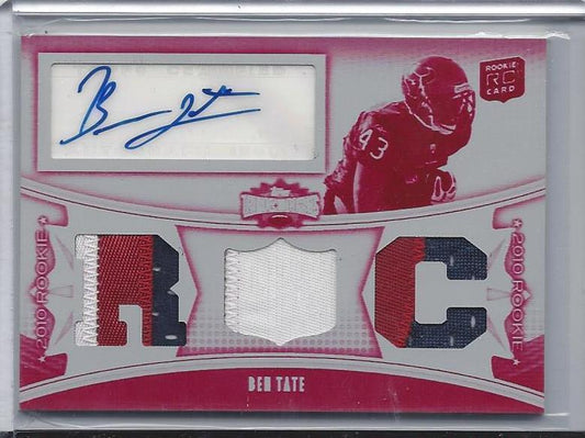 BEN TATE 2010 TOPPS TRIPLE THREADS WHITE WHALE SICK 3 COLOR PATCH AUTO RC #D 1/1