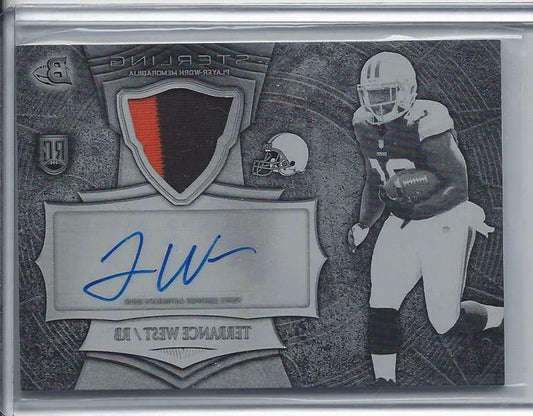 TERRANCE WEST 2014 BOWMAN STERLING BLACK PRINTING PLATE 2 CLR PATCH AUTO RC 1/1