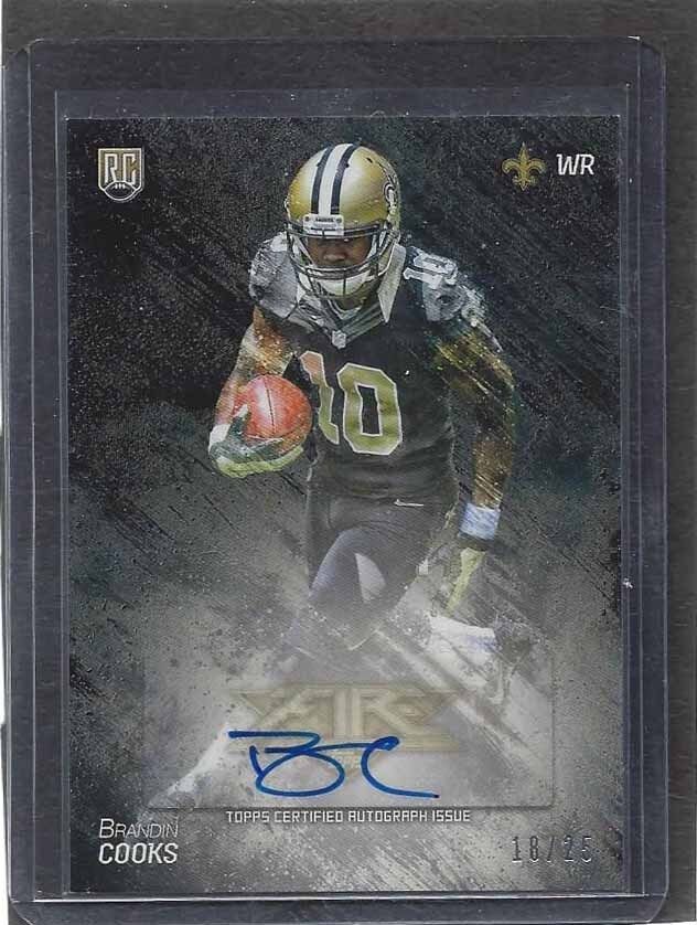 BRANDIN COOKS 2014 TOPPS FIRE BLACK ROOKIE AUTO RC #D 18/25