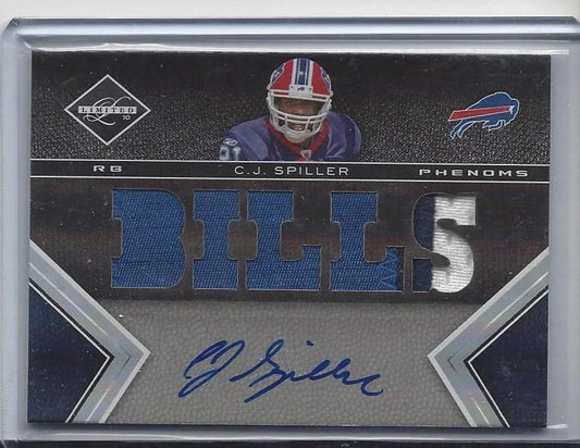 C.J. SPILLER 2010 LEAF LIMITED PHENOMS JUMBO 3 COLOR DIE CUT PATCH AUTO RC /199