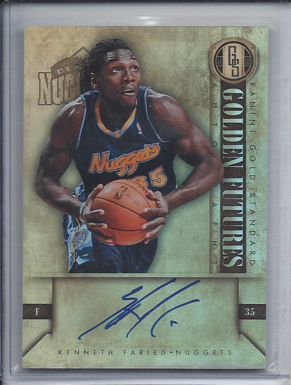 KENNETH FARIED 2011-12 GOLD STANDARD GOLDEN FUTURES ON CARD AUTO RC