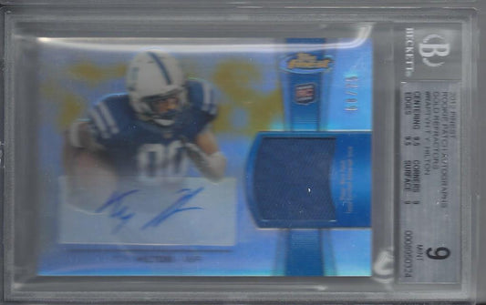 T.Y. HILTON 2012 FINEST RPA BLUE REFRACTOR PATCH AUTO RC /99 BGS 9 w/ 10 AU MINT