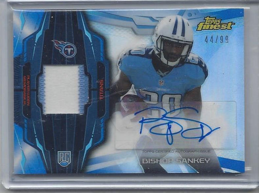 BISHOP SANKEY 2014 TOPPS FINEST BLUE REFRACTOR RPA 2 COLOR PATCH AUTO RC #D /99
