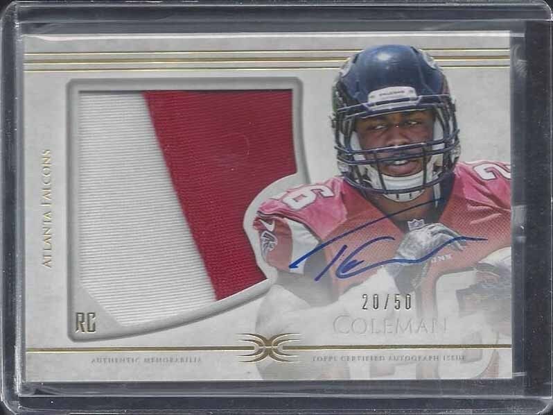 TEVIN COLEMAN 2015 DEFINITIVE RPA JUMBO 2 COLOR PATCH ON CARD AUTO RC #D 20/50