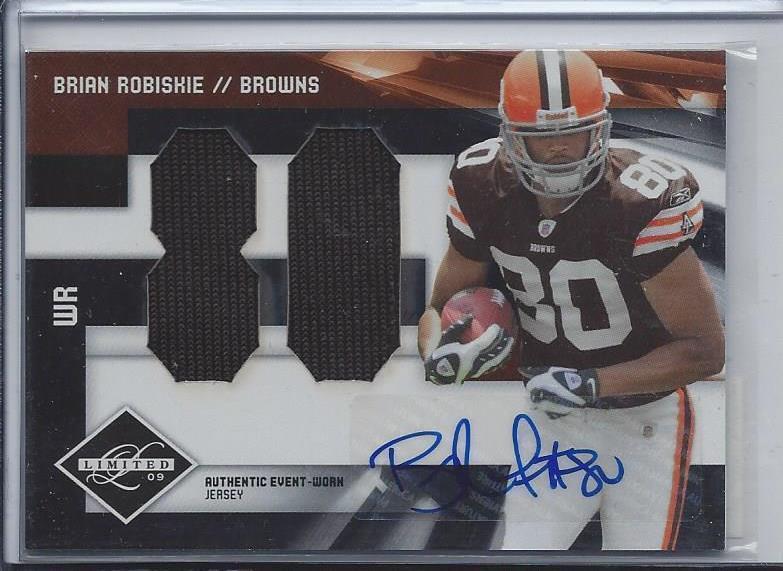 BRIAN ROBISKIE 2009 LIMITED JUMBO DUAL JERSEY NUMBER AUTO RC #D 7/10