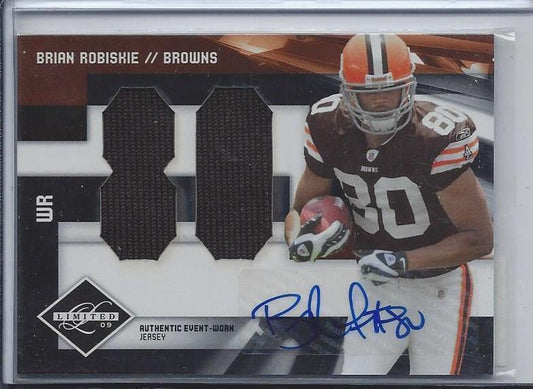 BRIAN ROBISKIE 2009 LIMITED JUMBO DUAL JERSEY NUMBER AUTO RC #D 7/10
