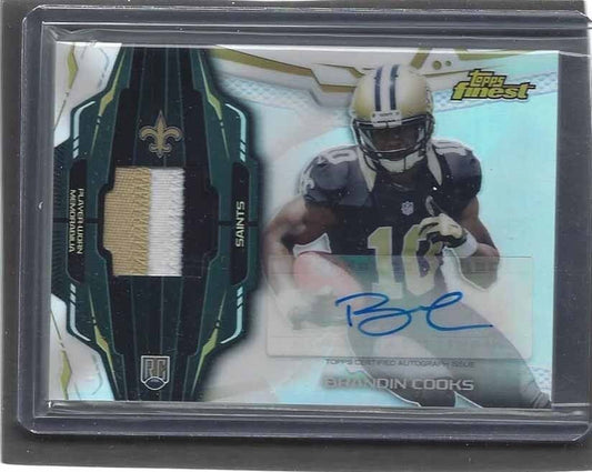 BRANDIN COOKS 2014 TOPPS FINEST RPA REFRACTOR ROOKIE PATCH AUTO RC