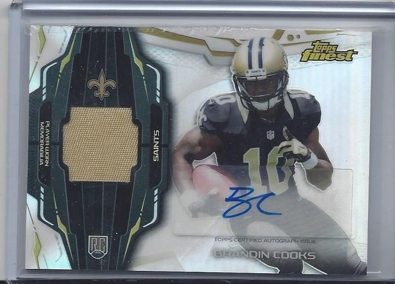 BRANDIN COOKS 2014 TOPPS FINEST RPA REFRACTOR ROOKIE PATCH AUTO RC
