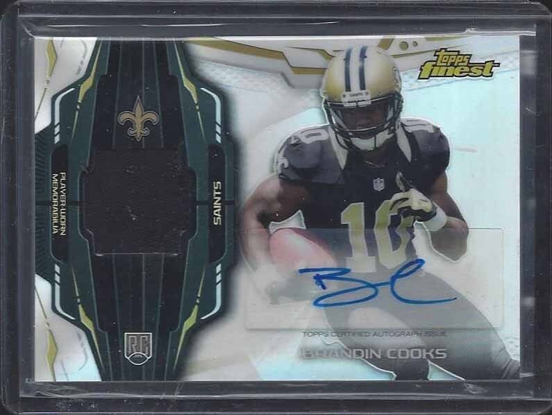 BRANDIN COOKS 2014 TOPPS FINEST RPA REFRACTOR ROOKIE PATCH AUTO RC