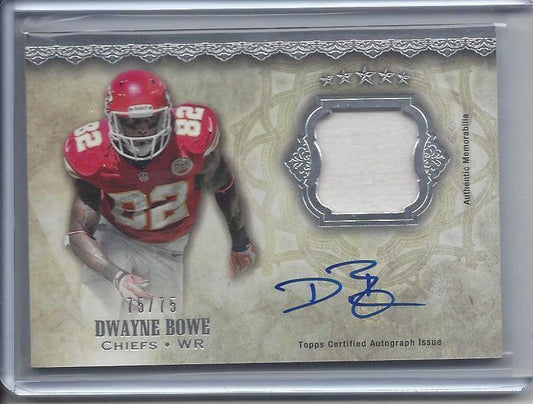 DWAYNE BOWE 2012 TOPPS 5 FIVE STAR PATCH ON CARD AUTO #D /75