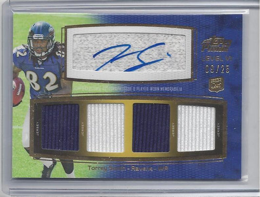 TORREY SMITH 2011 TOPPS PRIME LEVEL VI 6 GOLD QUAD JERSEY AUTO RC #D 9/25