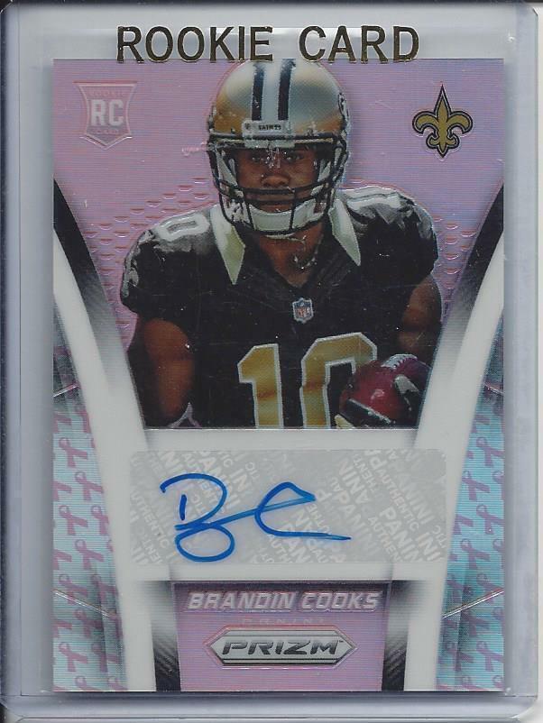 BRANDIN COOKS 2014 PANINI PRIZM PINK BCA REFRACTOR PRIZMS ROOKIE AUTO RC #D 9/65