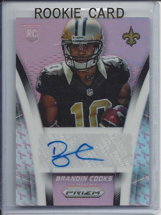 BRANDIN COOKS 2014 PANINI PRIZM PINK BCA REFRACTOR PRIZMS ROOKIE AUTO RC #D 9/65