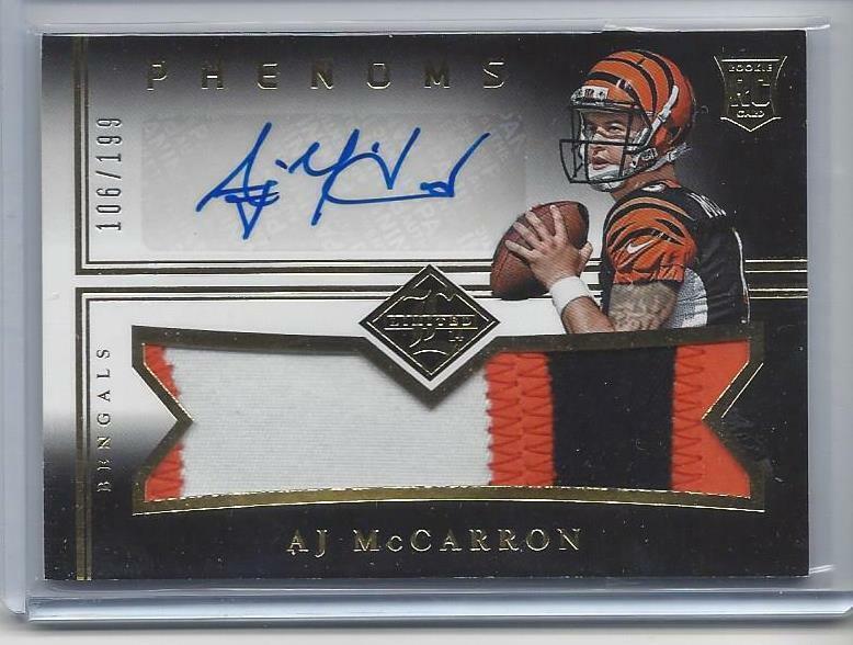 A.J. McCARRON 2014 LIMITED PHENOMS JUMBO 3 COLOR 5 BREAK PATCH AUTO RC #D /199
