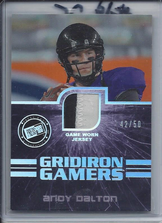 ANDY DALTON 2011 PRESS PASS GRIDIRON GAMERS 2 COLOR TCU PATCH ROOKIE RC #D 42/50