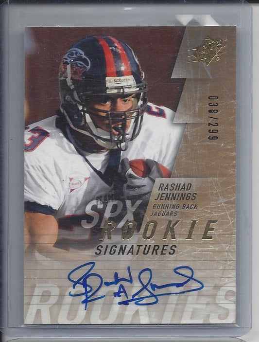 RASHAD JENNINGS 2009 SPX ROOKIE SIGNATURES TRUE RC AUTO #D 38/299