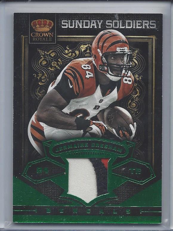 JERMAINE GRESHAM 2012 CROWN ROYALE SUNDAY SOLDIERS GREEN BENGALS PATCH #D /12