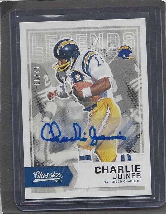 CHARLIE JOINER 2016 CLASSICS CHARGERS LEGENDS AUTO #D 53/99