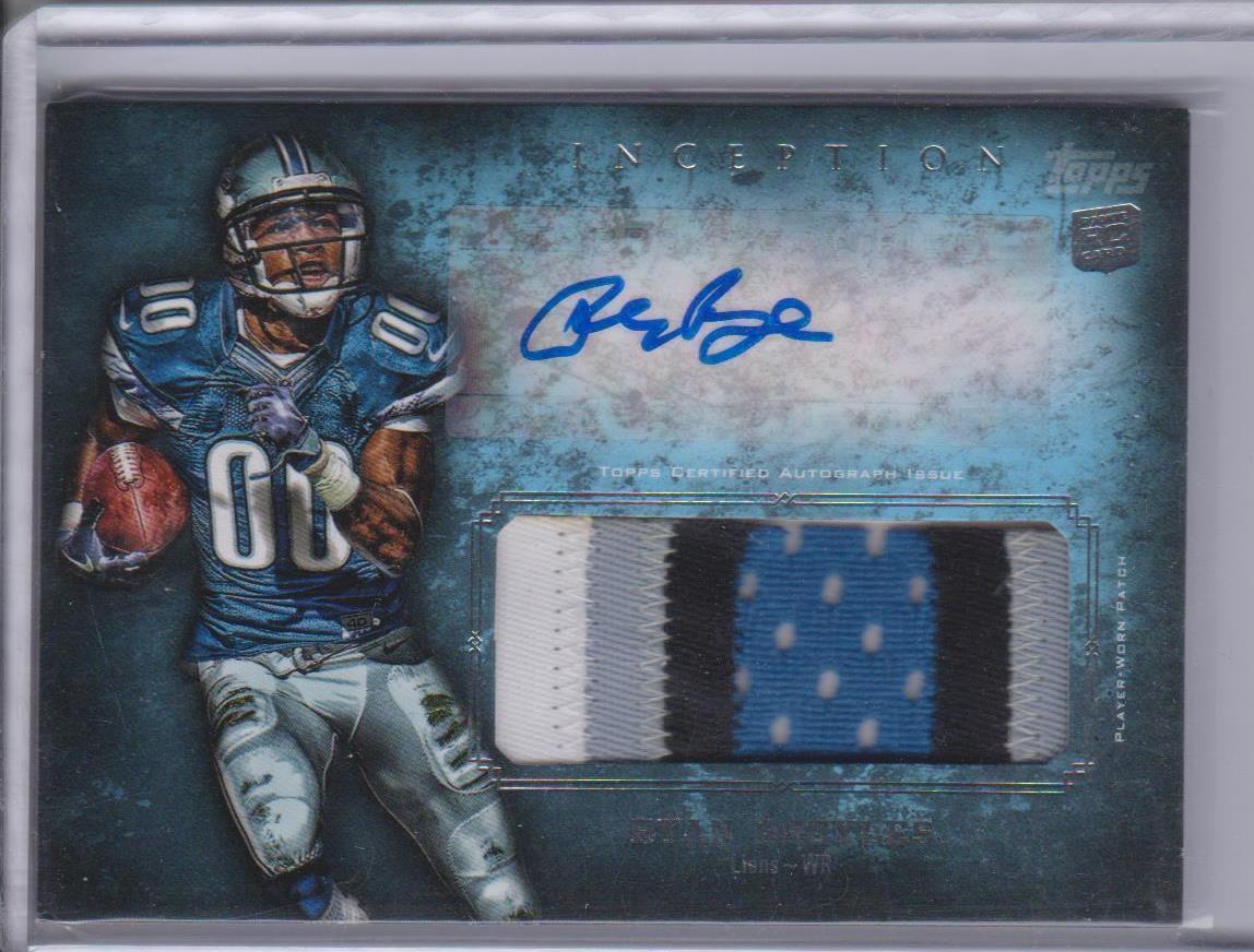 RYAN BROYLES 2012 TOPPS INCEPTION JUMBO 4 COLOR NAMEPLATE PATCH AUTO RC
