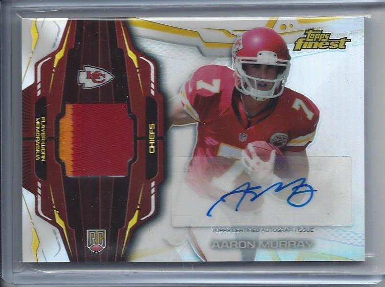 AARON MURRAY 2014 TOPPS FINEST RPA CHIEFS REFRACTOR 2 COLOR PATCH AUTO RC