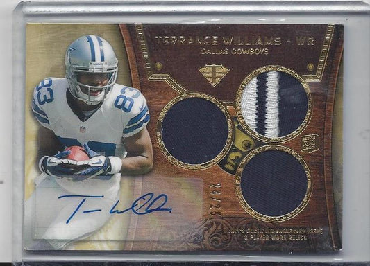 TERRANCE WILLIAMS 2013 TRIPLE THREADS TRIPLE JERSEY GOLD PATCH AUTO RC #D 24/25