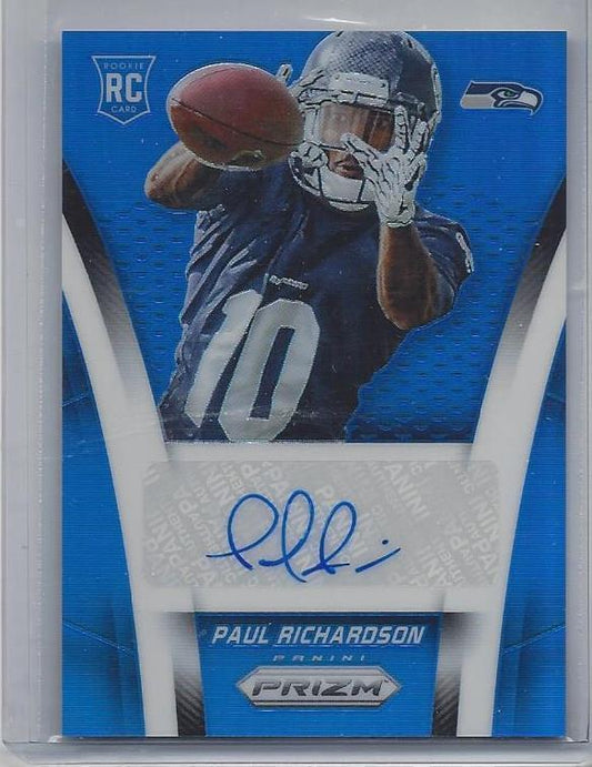 PAUL RICHARDSON 2014 PANINI PRIZM BLUE REFRACTOR PRIZMS ROOKIE AUTO RC #D 23/40