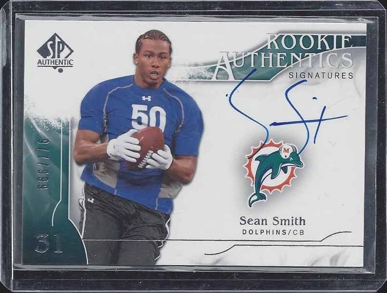 SEAN SMITH 2009 SP AUTHENTIC TRUE ROOKIE ON CARD AUTO RC #D 977/999