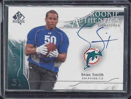 SEAN SMITH 2009 SP AUTHENTIC TRUE ROOKIE ON CARD AUTO RC #D 977/999