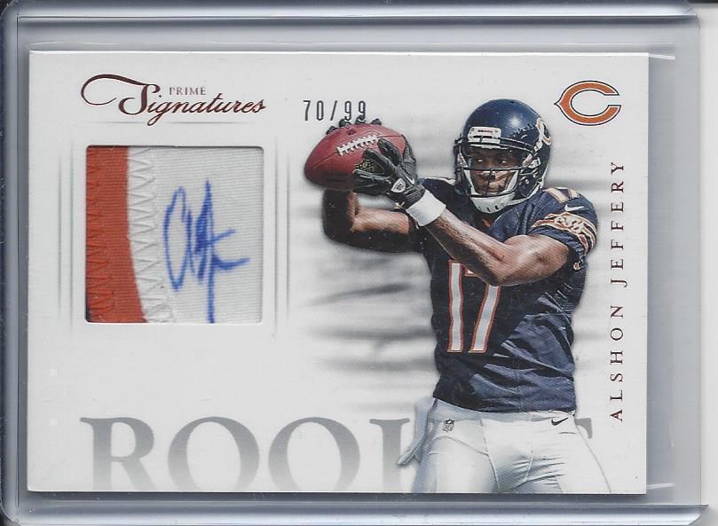 ALSHON JEFFERY 2012 PRIME SIGNATURES 3 COLOR PATCH AUTO ON PATCH RC #D 70/99