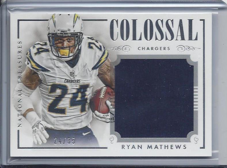 1/1 RYAN MATHEWS 2014 NATIONAL TREASURES COLOSSAL JERSEY #D 24/35 ( HIS JSY #24)