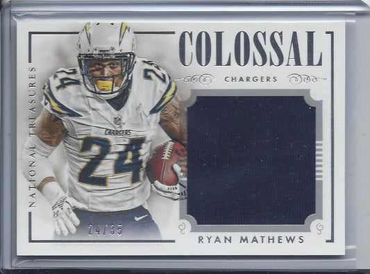 1/1 RYAN MATHEWS 2014 NATIONAL TREASURES COLOSSAL JERSEY #D 24/35 ( HIS JSY #24)