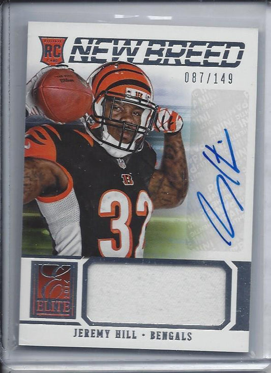JEREMY HILL 2014 ELITE NEW BREED BENGALS JERSEY AUTO RC #D 87/149