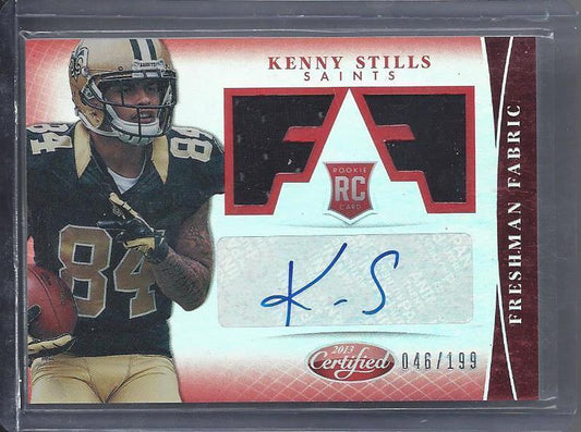 KENNY STILLS 2013 CERTIFIED FRESHMAN FABRIC MIRROR RED DUAL JERSEY AUTO RC /199