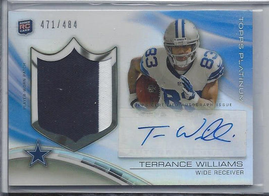 TERRANCE WILLIAMS 2013 TOPPS PLATINUM RPA REFRACTOR 2 COLOR PATCH AUTO RC /484