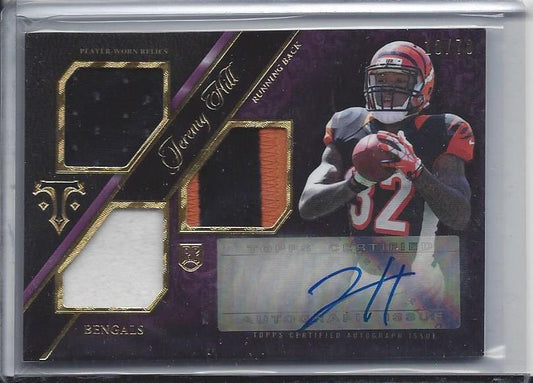JEREMY HILL 2014 TOPPS TRIPLE THREADS TRIPLE 3 COLOR PATCH AUTO RC #D /70