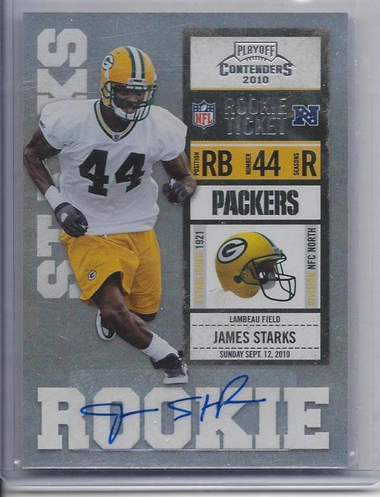 JAMES STARKS 2010 PLAYOFF CONTENDERS ROOKIE TICKET PACKERS TRUE RC AUTO #142